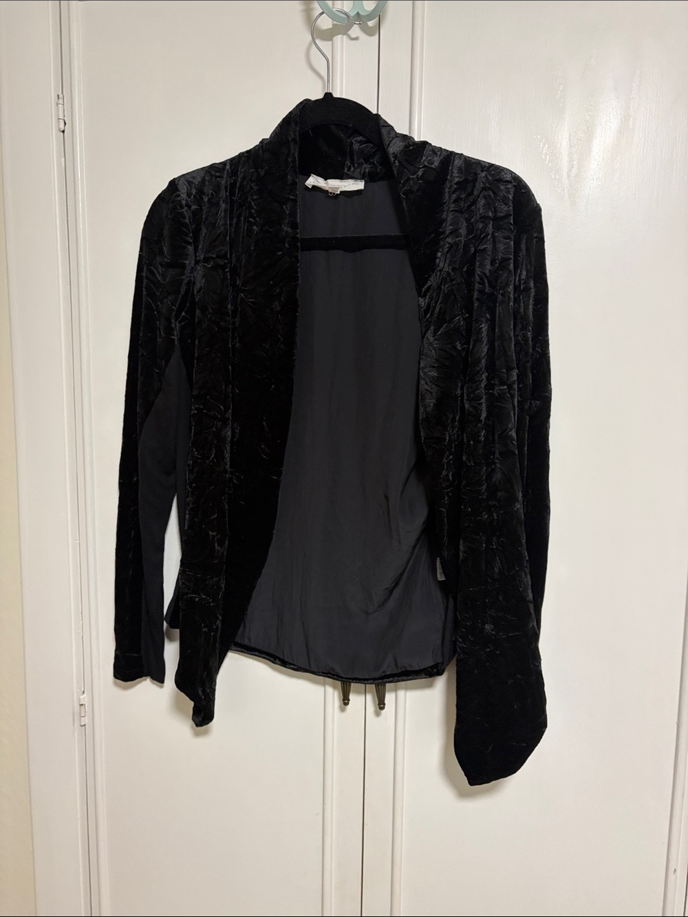 Lola & Sophie Black Velvet Open-Front Blazer